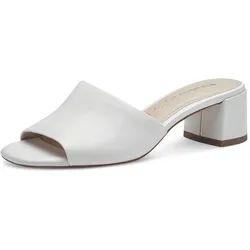 Pantolette TAMARIS, Damen, Gr. 42, weiß, Leder, elegant, Schuhe, Blockabsatz, Sommerschuh, Schlappen im schlichten Design
