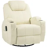 Homcom Relaxsessel mit Massagefunktion, Elektrisch Fernsehsessel mit Liegefunktion, Wippfunktion, Drehbar Massagesessel mit Federsystem, Fernbedienung,