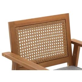 MCW Garten-Garnitur MCW-N46, Lounge-Set Gartenlounge Bank Sessel Tisch, Holz Akazie MVG-zertifiziert ~ Kissen grau