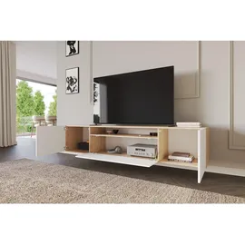 altdecor ELIO Lowboard 200 cm x 40 cm x 41 cm Weiß/Eiche Holzwerkstoff
