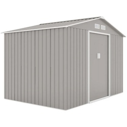HATTORO Gartenhaus, BxT: 277,00×191,00 cm, Satteldach, widerstandsfähig, verzinktes Stahlblech, Hellgrau grau 277,00 cm x 191,00 cm