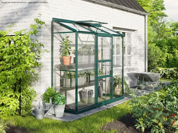 Vitavia Anlehngewächshaus Ida 1300 BxT 193x69cm 1,3m2 ESG Glas Alu smaragd