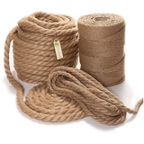 BooGardi Juteseil gedreht Seil (viele Größen · Ø 32mm x 1m), Jute Tauwerk Kordel DIY Makramee Boho Maritime Tau braun Ø 32 mm x 100 cm