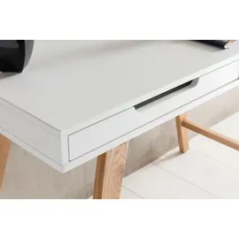 Wohnling Schreibtisch weiß rechteckig, 4-Fuß-Gestell eiche 110,0 x 60,0 cm