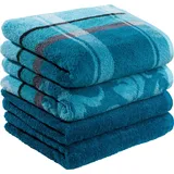 Erwin Müller Handtuch-Set 4er-Pack Petrol Größe 50x100 cm - Ludwigsburg - 100% Baumwolle - kuschelweich, saugstark, voluminös - praktisch durch beidseitige Schlaufen (weitere Farben)