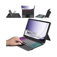 ROOFEI Galaxy Tab A9+/A9 Plus 11'' Hülle mit Tastatur QWERTZ : 3-Zonen-7-Farbige Beleuchtung Tastatur mit Trackpad - Tastatur Hülle mit Kickstand für Samsung Galaxy Tab A9+ 2023 (SM-X210/X215/X216B)