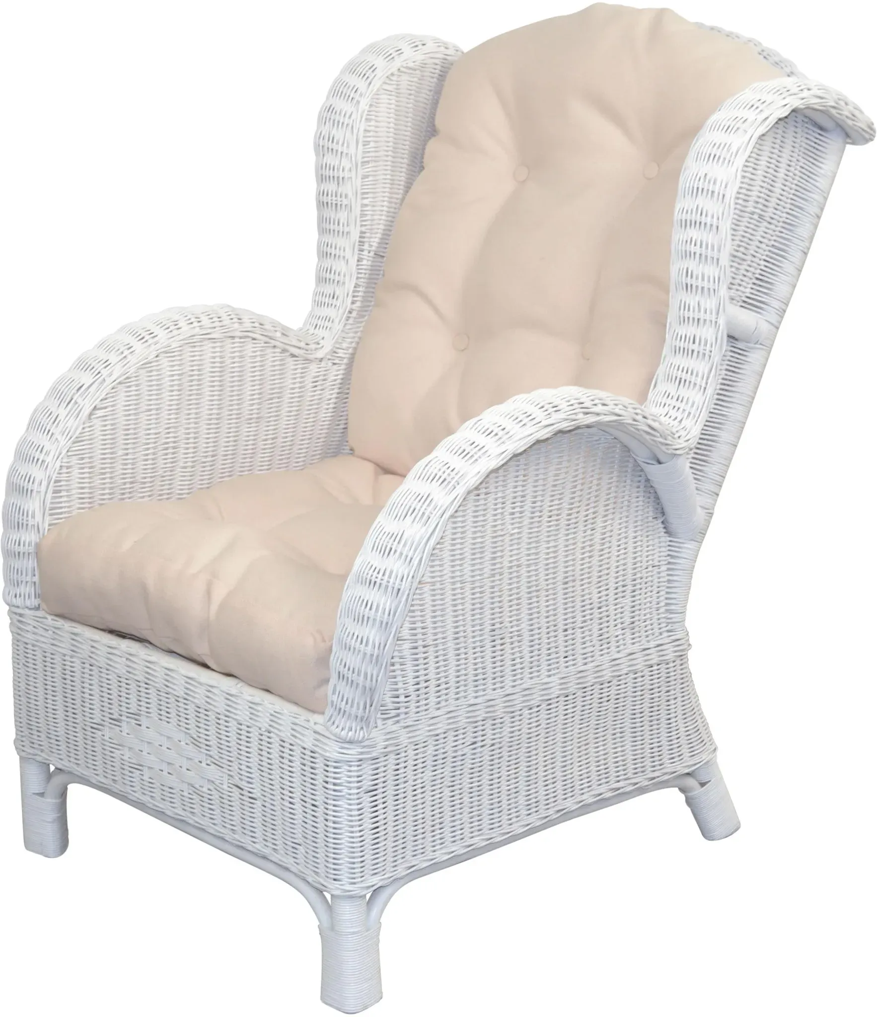 Ohrensessel, weiß, B:66cm H:96cm T:89cm, HOFMANN LIVING AND MORE, Sessel, Ohrensessel, Handgeflochten