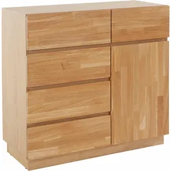 Kommode HOME AFFAIRE "Laima", braun (eiche teilmassiv), Sideboards, Breite 90 cm, mit 5 Schubladen, teilmassiv, FSC-zertifiziert