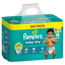 Pampers® Windeln baby-dryTM BIG PACK  Größe Gr.2 (4-8 kg) für Neugeborene, 88 St.