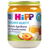 HiPP Pfirsich-Aprikose mit Quarkcreme, ab 10. Monat 6 x 160g), ohne Zuckerzusatz, glutenfrei, in bester Bio-Qualität