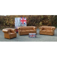 JVmoebel Sofa Chesterfield 3+2+1 Echtleder Sofagarnitur Vintage Oxford Sofa, Made in Europe braun