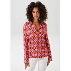 Aniston CASUAL Hemdbluse, mit extravagantem, farbenfrohen Retro-Muster Aniston CASUAL fuchsia-orange-braun-weiß 42