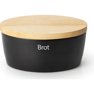 Continenta Brottopf mit Holzdeckel oval 27 cm matt schwarz