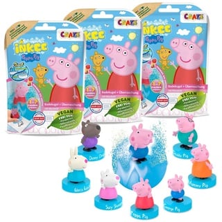 INKEE SURPRISE - 3er Set Peppa Pig Badekugeln Kinder mit Überraschung, Peppa Wutz Spielzeug für die Badewanne, mit Erdbeer-Duft