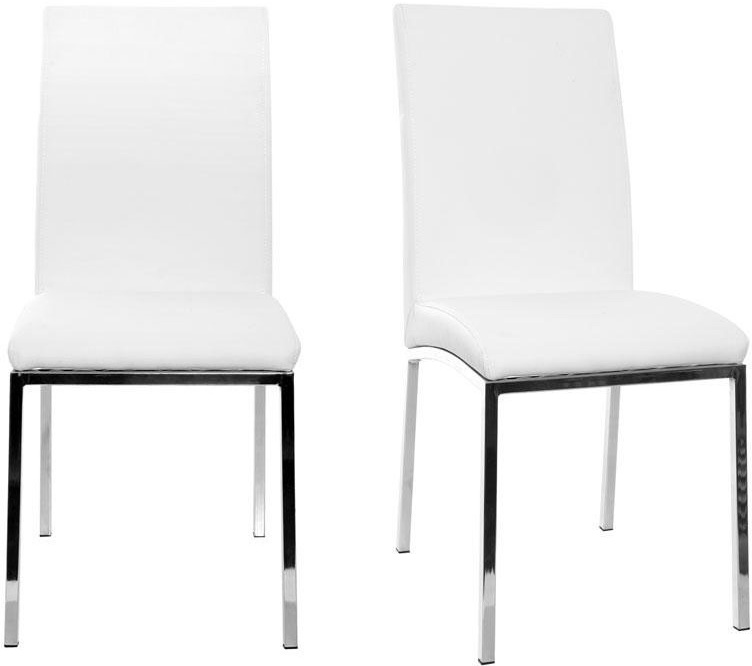 Chaises design blanc et acier chromé (lot de 2) SIMEA