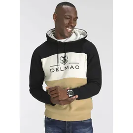 delmao Kapuzensweatshirt Langarm, lockere Passform, Colourblocking-Optik, mit Kapuze Gr. M (48/50), schwarz-sand, , 47761127-M