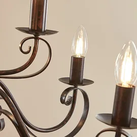 LINDBY Kronleuchter Caleb dimmbar, Braun aus Metall für Flur / Treppenhaus Von Lindby