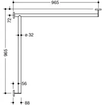 Hewi System 900 Duschhandlauf Edelstahl matt 965 x 965 mm links