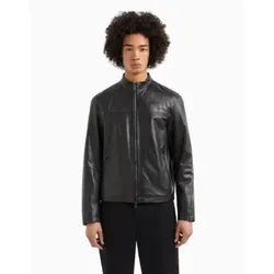 Armani Exchange für Herren. XM000448AF13136UC001 Schwarze Lederjacke im Biker-Stil (L), Lässig