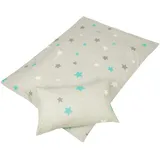 Bestgoodies Kinder Betten-Set inkl. Bettwäsche 100x135cm / 40x60cm) - Sterne Grau