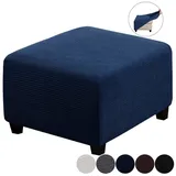 BTTO Stuhlhusse Hockerbezug Sofahusse Stretch Bezug Schonbezug Hocker Sofahusse, mit elastischem Band, Runde/Eckige Hocker blau