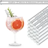 HALM 50x Personalisierte Gastgeschenke perfekt für Hochzeit - gravierte Glasstrohhalme mit Gästennamen, stilvolle Hochzeitsgastgeschenke