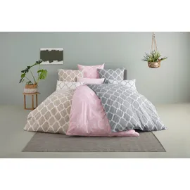 OTTO home Alba Biber rosa/weiß 200 x 200 cm + 2 x 80 x 80 cm