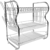 Abtropfgestell mit 3 Ebenen und Tablett, Geschirrständer aus Edelstahl, Besteckabtropfgestell, Geschirrkorb, Küchenaufbewahrung