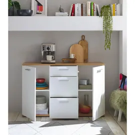 HBZ Kommode BC 1035 weiß matt, BxHxT 135x86x38 cm - weiß Eiche