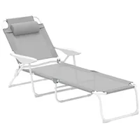 Outsunny - Sonnenliege klappbar Gartenliege mit Kopfkissen, Liegestuhl mit