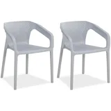 Homestyle4u Gartenstuhl 2er Set in Grau, Kunststoff 110x75x54 cm, Gartenmöbel, Stühle