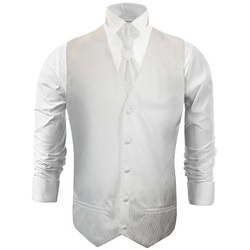 Paul Malone Anzugweste Herren Hochzeitsweste mit Plastron Set 2tlg gestreift – Bräutigam (Set, 2-tlg., mit Weste und Plastron) ivory V25, Gr. 44/46 (XXS) beige 44/46