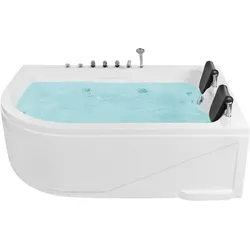 Whirlpool Badewanne weiß Eckmodell mit LED 180 x 120 cm links CALAMA