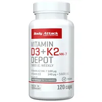 Body Attack Vitamin D3 + K2 Depot 120 Kapseln hochdosierte Vitamine MK-7