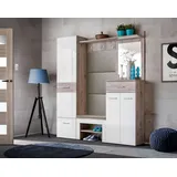 99rooms Garderoben-Set Gusta VIII, (Set (5-St), Garderobenset), Schrank, Paneel, Sitzbank, Kissen, Spiegel, Highboard, gepolstert