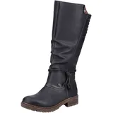 Rieker Winterstiefel RIEKER, Damen, Gr. 42, Normalschaft, schwarz, Lederimitat, casual, Schuhe, Langschaftstiefel, Blockabsatz, mit Rieker-TEX-Membran