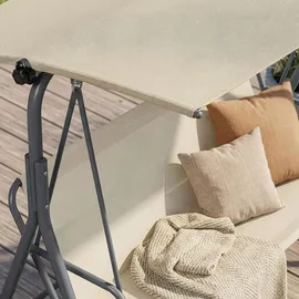 [en.casa] Satten Grau/Beige 3-Sitzer