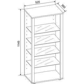 MID.YOU Vitrine weiß ¦ Maße (cm): B: 51,8 H: 114,5 T: 34.8
