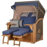 Mr. Deko Strandkorb Komplettset - bene living - Schaalsee Teak - PE grau - Modell 595 - inkl. Liftersystem