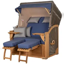 Mr. Deko Strandkorb Komplettset - bene living - Schaalsee Teak - PE grau - Modell 595 - inkl. Liftersystem