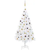 vidaXL Künstlicher Weihnachtsbaum mit Beleuchtung Weiß 210 cm