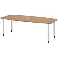 Bümö Konferenztisch, Nussbaum, Silber, Nachbildung,Nussbaum, Oval, 220x74x103 cm, FSC