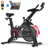 Decorcn Heimtrainer Fahrrad mit APP, Leises Ergometer Heimtrainer mit Magnetischem Widerstand, Großem Tablet-Halter und Superweichem Sitz, Verbessertem LCD-Monitor, Bis 150KG