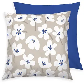 Tom Tailor Kissenbezug Floral 40 x 80 cm Blau/Beige