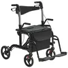 2-in-1 Rollator und Transportstuhl zusammenklappbare Rollator-Rollstuhl-Kombination und Fußstützen leichter Aluminium-Rollator mit verstellbarem Griff All-Terrain-Räder 136 kg Schwarz