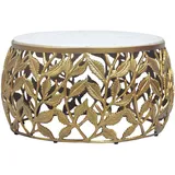 FineBuy FineBuy, Couchtisch in Gold Marmor Wohnzimmertisch Alu Sofatisch Beistelltisch Rund Modern (60 x 60 x 33 cm)