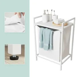 Relaxdays Wäschesammler mit Ablage, weiß/grau