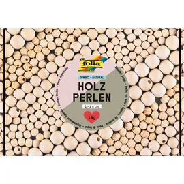 Folia Holzperlen Jumbo-Box 1 kg Bastelperlen naturbraun 2.200 St.