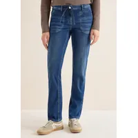 Cecil Comfort-fit-Jeans CECIL, Damen, Gr. 33, Länge 32, mid blau wash, Jeans, 77% Baumwolle, 20% Polyester, 3% Elasthan, unifarben, knöchellang, Jeans, Middle Waist