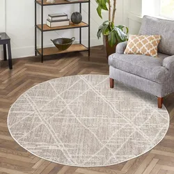 Teppich CARPET CITY "CLASICO 9162", beige, H:11mm Ø:200cm, Obermaterial: 100% Polyester, Teppiche, Kurzflor, Hochtief-Muster, Boho, Wohnzimmer